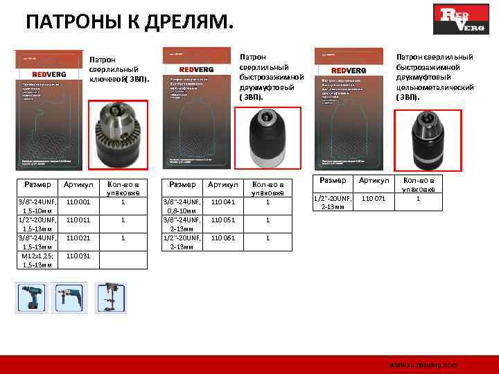 ПАТРОНЫ К ДРЕЛЯМ. Патрон сверлильный быстрозажимной двухмуфтовый ( ЗВП). Патрон сверлильный ключевой( ЗВП). Размер