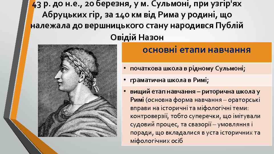 43 р. до н. е. , 20 березня, у м. Сульмоні, при узгір'ях Абруцьких