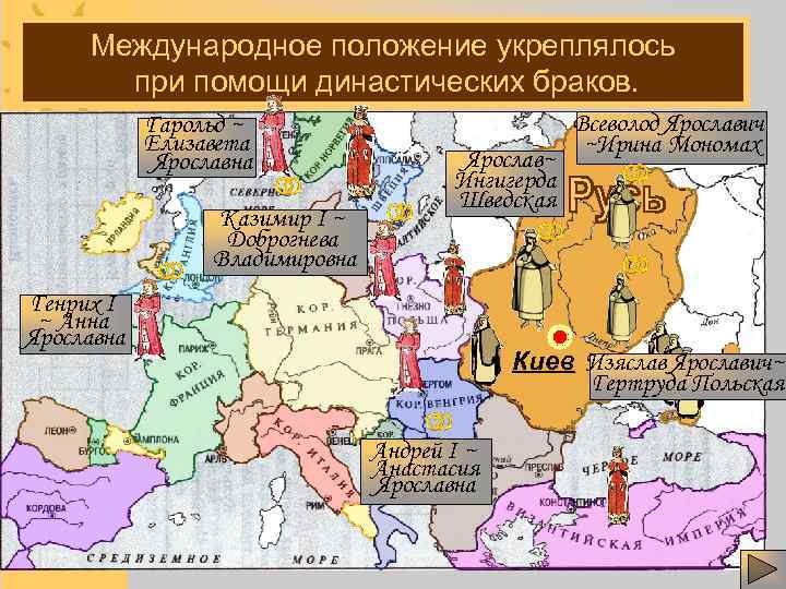 Почему браки способствовалиукреплялось Международное положение укреплению Какое место занимала Русь Как Ярослав укреплял международного