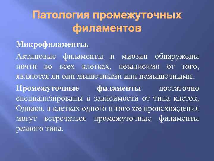 Микрофиламенты. Актиновые филаменты и миозин обнаружены почти во всех клетках, независимо от того, являются