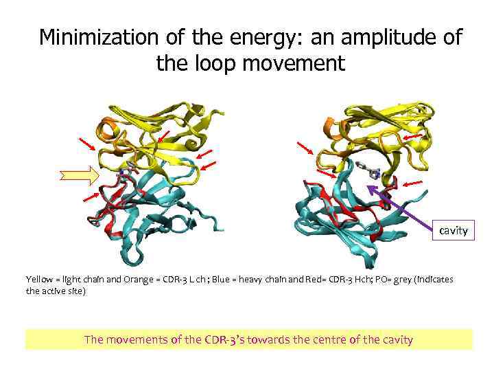 Minimization of the energy: an amplitude of the loop movement cavity Yellow = light
