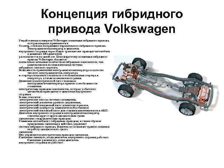 Концепция гибридного привода Volkswagen Разработанная концерном Volkswagen концепция гибридного привода, которая впервые применяется в