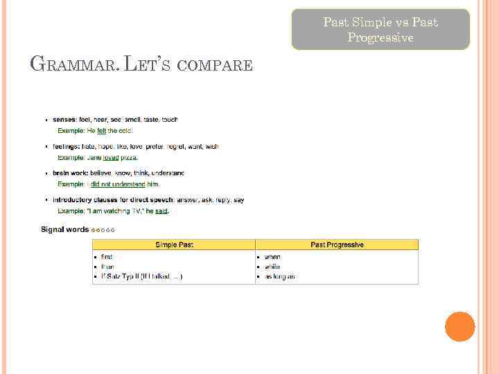 Past Simple vs Past Progressive GRAMMAR. LET’S COMPARE 