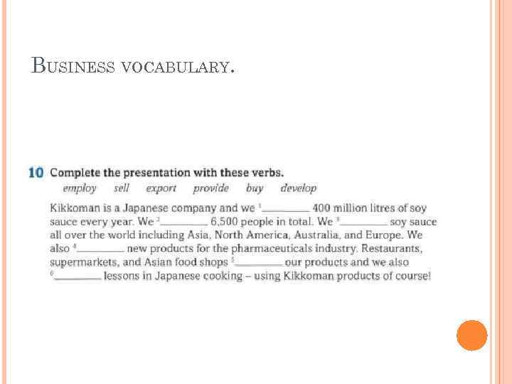 BUSINESS VOCABULARY. 