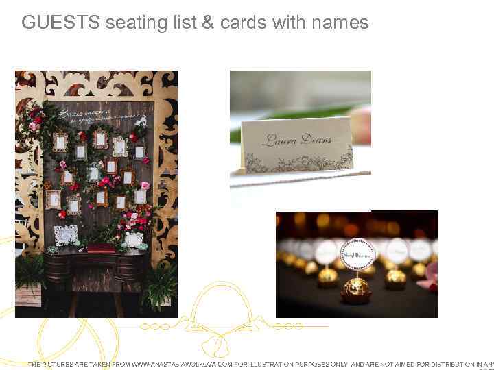 GUESTS seating list & cards with names THE PICTURES ARE TAKEN FROM WWW. ANASTASIAWOLKOVA.
