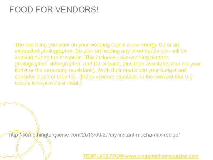 FOOD FOR VENDORS! The last thing you want on your wedding day is a