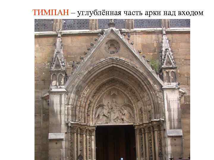ТИМПАН – углублённая часть арки над входом 