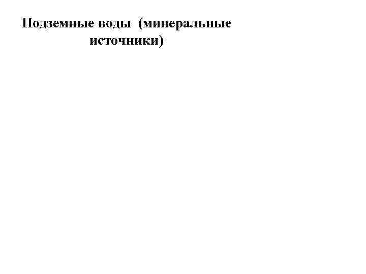 Подземные воды (минеральные источники) 