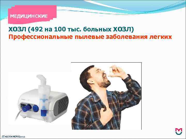 МЕДИЦИНСКИЕ ХОЗЛ (492 на 100 тыс. больных ХОЗЛ) Профессиональные пылевые заболевания легких STAKHANOV© 2012