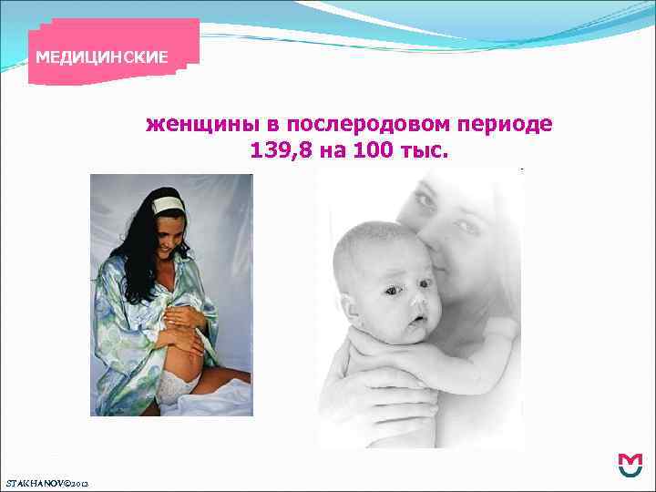 МЕДИЦИНСКИЕ женщины в послеродовом периоде 139, 8 на 100 тыс. STAKHANOV© 2012 