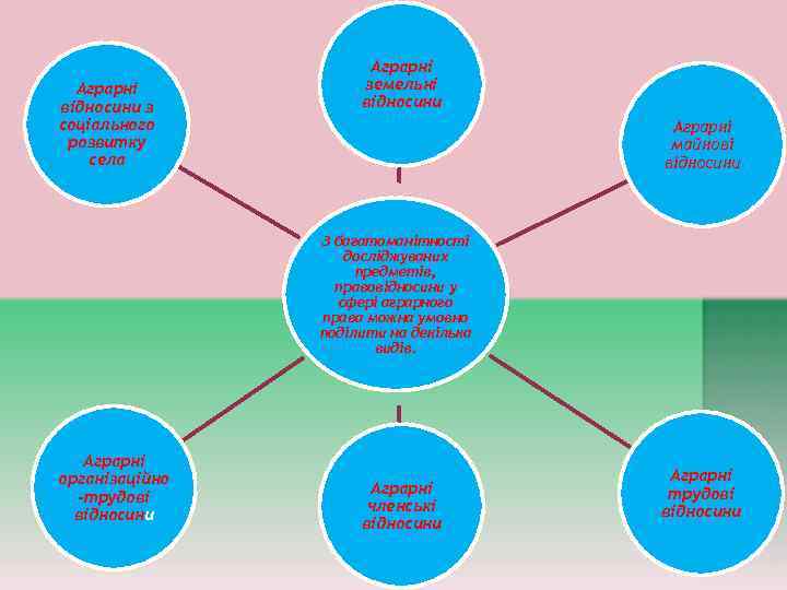 Аграрні відносини з соціального розвитку села Аграрні земельні відносини Аграрні майнові відносини З багатоманітності