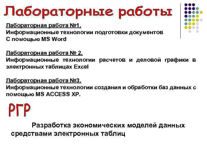 Лабораторная работа № 1. Информационные технологии подготовки документов С помощью MS Word Лабораторная работа