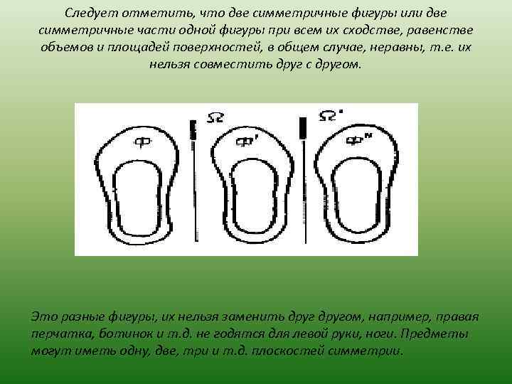 Следует отметить, что две симметричные фигуры или две симметричные части одной фигуры при всем