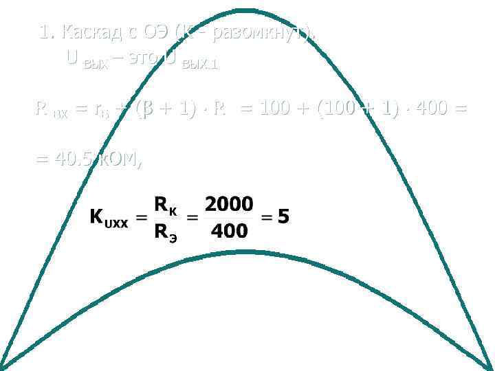 1. Каскад с ОЭ (К - разомкнут). U ВЫХ – это U ВЫХ. 1