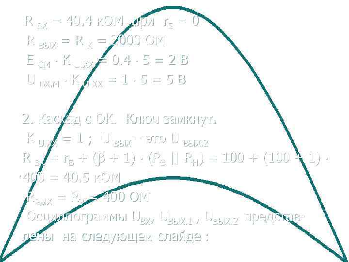 R ВХ = 40. 4 к. ОМ при r. Б = 0 R ВЫХ