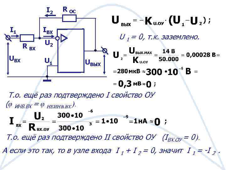 I 2 I 1 IВХ R ВХ UВХ R ОС U 1 = 0,