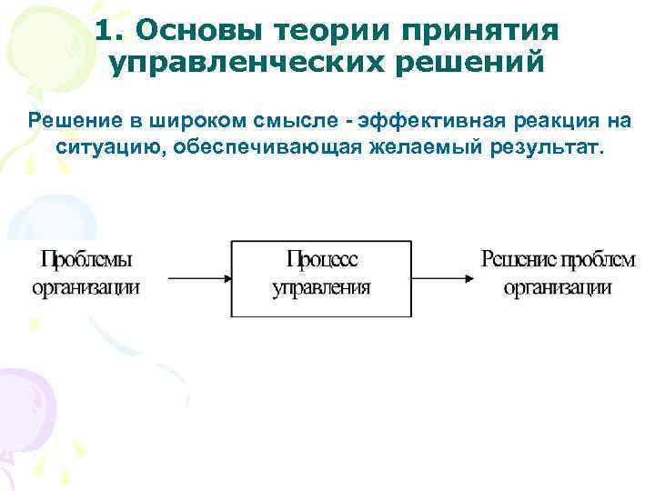 Принятие управленческого решений связано с