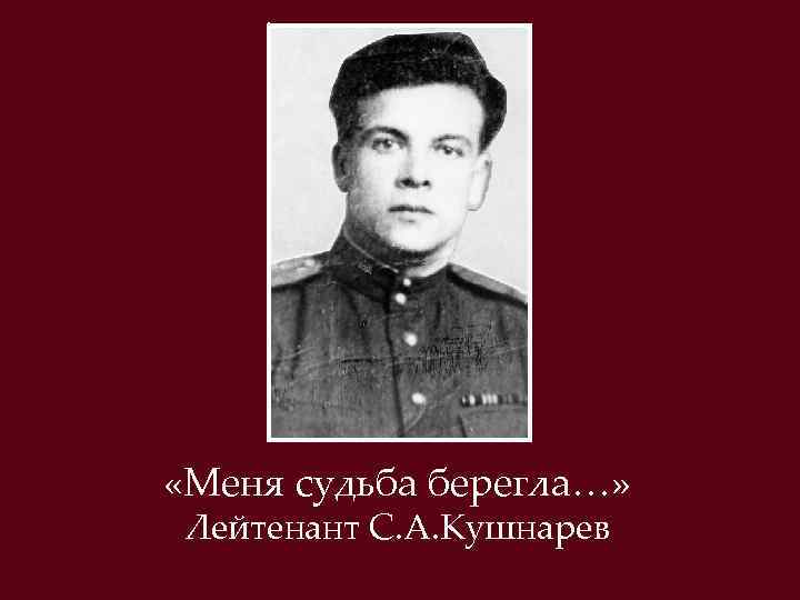  «Меня судьба берегла…» Лейтенант С. А. Кушнарев 