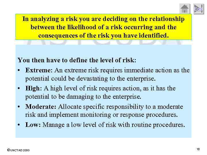End In analyzing a risk you are deciding on the relationship between the likelihood