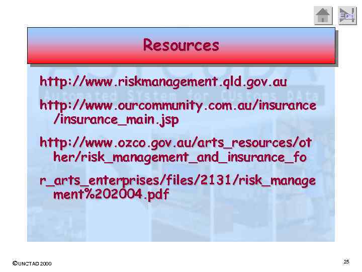 End Resources http: //www. riskmanagement. qld. gov. au http: //www. ourcommunity. com. au/insurance_main. jsp