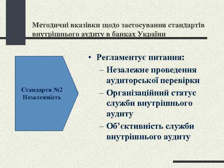 Методичні вказівки щодо застосування стандартів внутрішнього аудиту в банках України Стандарти № 2 Незалежність