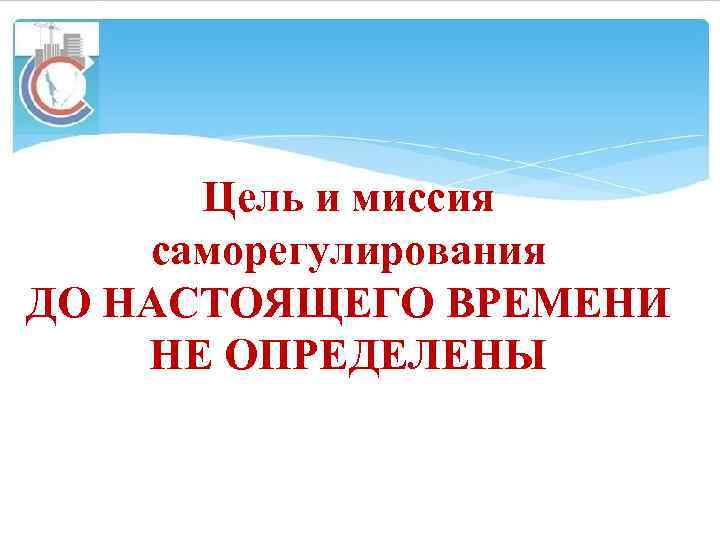 Цель и миссия саморегулирования ДО НАСТОЯЩЕГО ВРЕМЕНИ НЕ ОПРЕДЕЛЕНЫ 