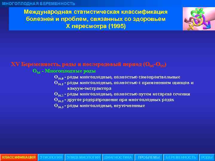 МНОГОПЛОДНАЯ БЕРЕМЕННОСТЬ Международная статистическая классификация болезней и проблем, связанных со здоровьем Х пересмотра (1995)