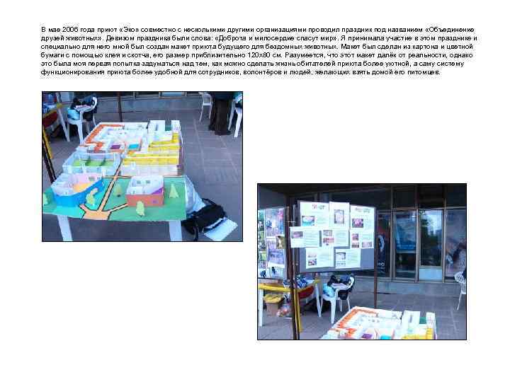 В мае 2006 года приют «Эко» совместно с несколькими другими организациями проводил праздник под