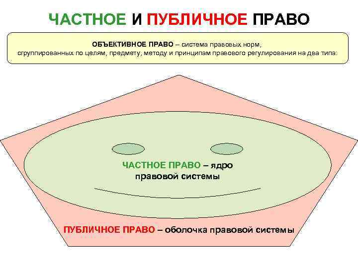 ЧАСТНОЕ И ПУБЛИЧНОЕ ПРАВО ОБЪЕКТИВНОЕ ПРАВО – система правовых норм, сгруппированных по целям, предмету,