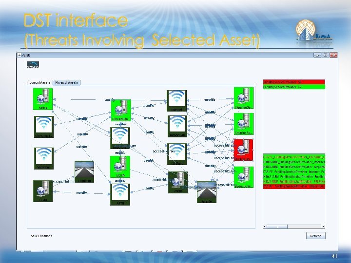 DST interface (Threats Involving Selected Asset) 41 