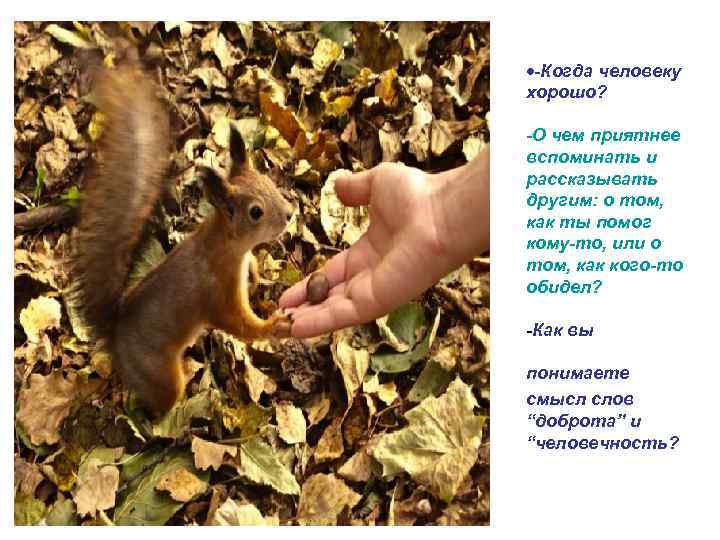  -Когда человеку хорошо? -О чем приятнее вспоминать и рассказывать другим: о том, как