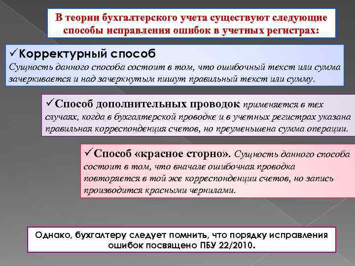 Записать допустить. Способы исправления в учетных регистрах. Способы исправления записей в учетных регистрах. Способы исправления ошибок в документах. Исправление ошибок в регистрах..