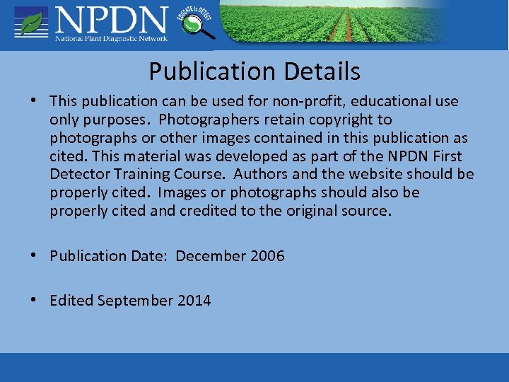 Publication Details • This publication can be used for non-profit, educational use only purposes.
