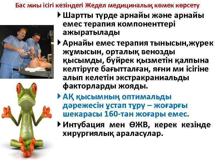 Бас миы ісігі кезіндегі Жедел медициналық көмек көрсету Шартты түрде арнайы және арнайы емес