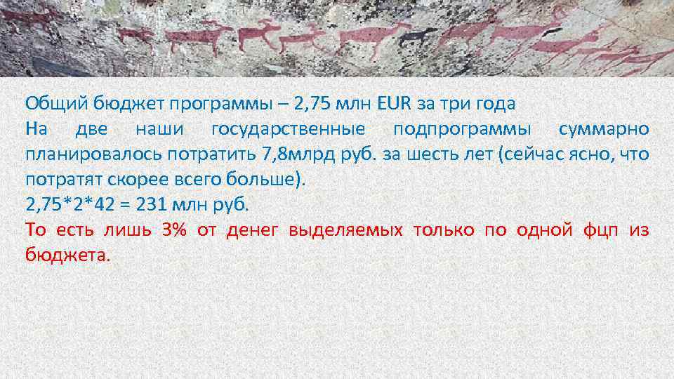 Общий бюджет программы – 2, 75 млн EUR за три года На две наши