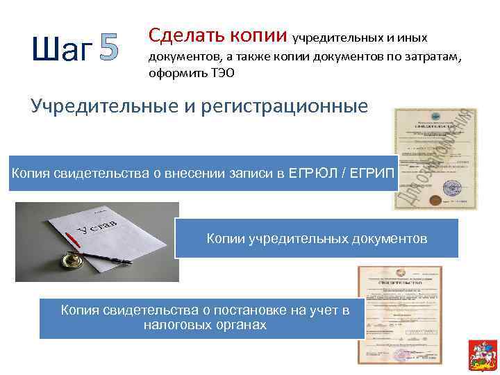 Шаг 5 Сделать копии учредительных и иных документов, а также копии документов по затратам,