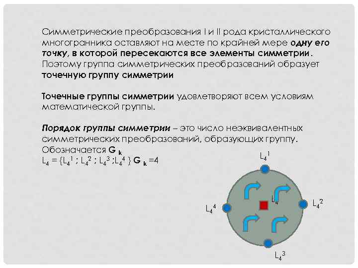 Симметрические преобразования I и II рода кристаллического многогранника оставляют на месте по крайней мере
