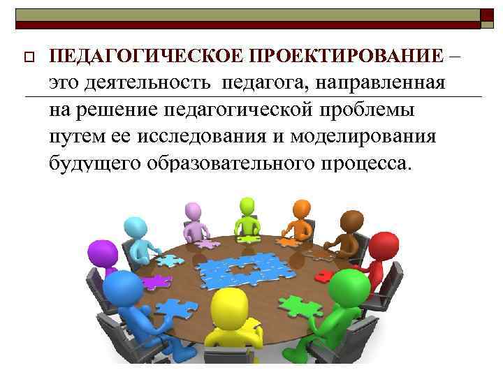 o ПЕДАГОГИЧЕСКОЕ ПРОЕКТИРОВАНИЕ – это деятельность педагога, направленная на решение педагогической проблемы путем ее