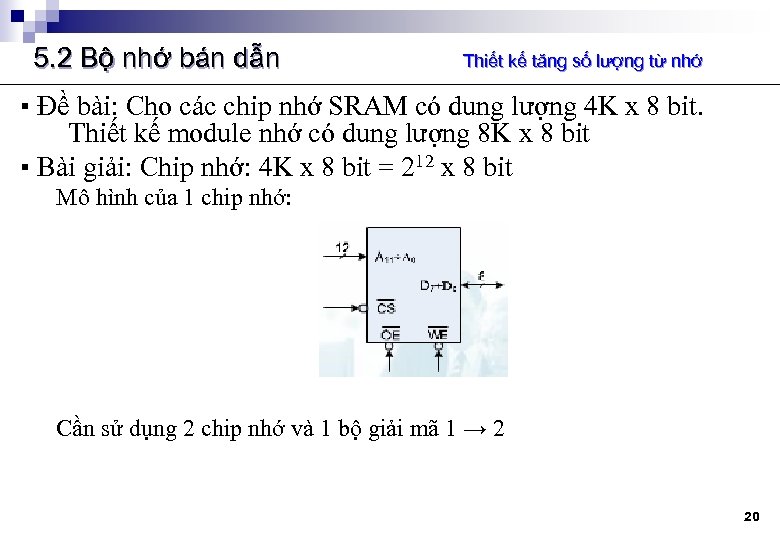 5. 2 Bộ nhớ bán dẫn Thiết kế tăng số lượng từ nhớ ▪