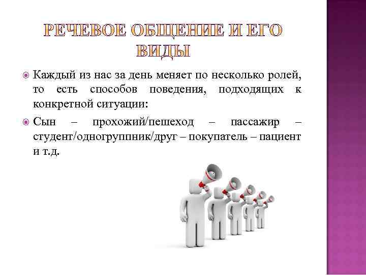 Каждый из нас за день меняет по несколько ролей, то есть способов поведения, подходящих