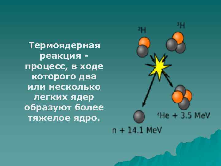 Термоядерная реакция процесс, в ходе которого два или несколько легких ядер образуют более тяжелое