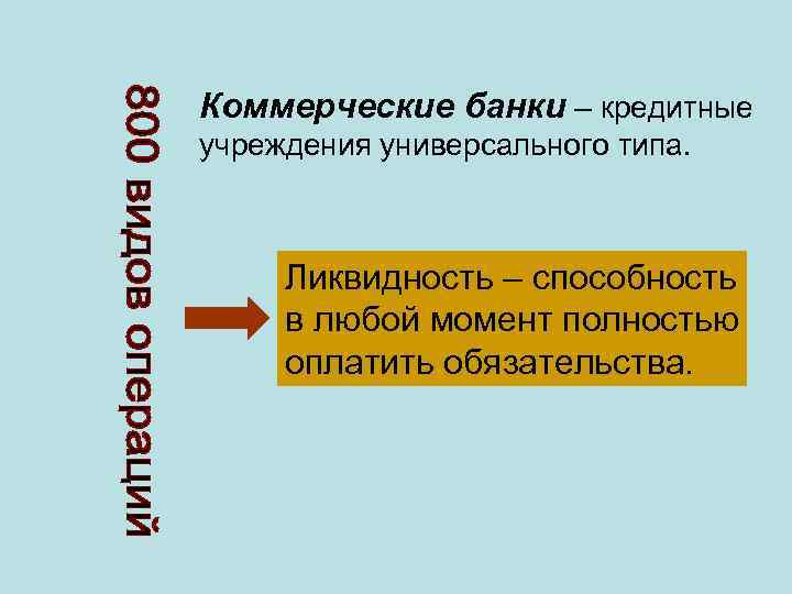 Коммерческие банки – кредитные учреждения универсального типа. Ликвидность – способность в любой момент полностью