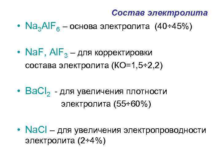 Формула электролита