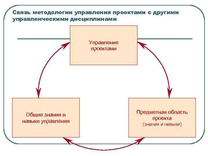 Связь методологии управления проектами с другими управленческими дисциплинами Управление проектами Общие знания и навыки