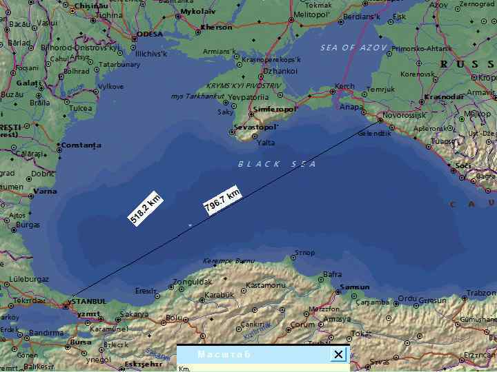 Подробная карта черного моря на русском языке с городами подробная