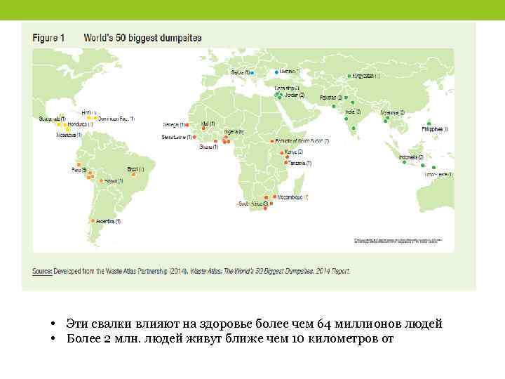  • Эти свалки влияют на здоровье более чем 64 миллионов людей • Более