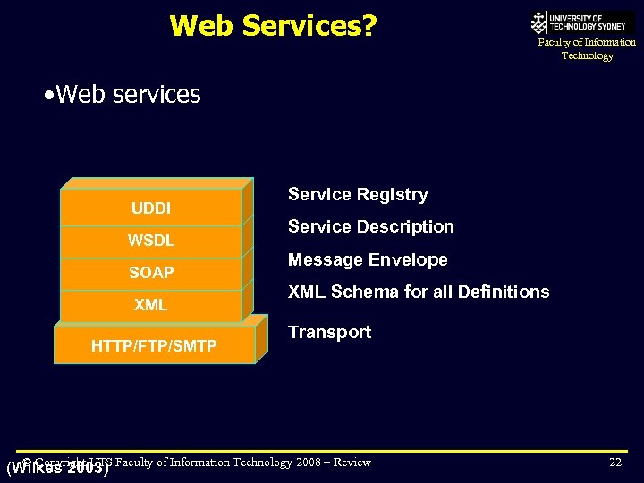 Web Services? Faculty of Information Technology • Web services UDDI WSDL SOAP XML HTTP/FTP/SMTP