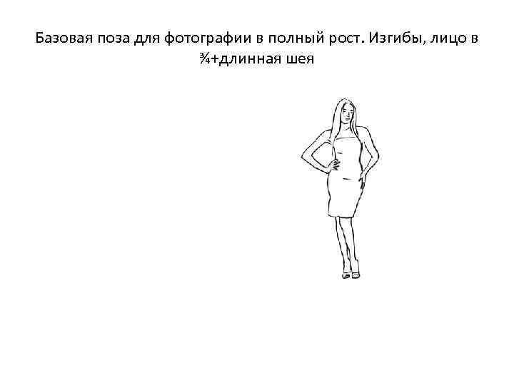 Базовая поза для фотографии в полный рост. Изгибы, лицо в ¾+длинная шея 