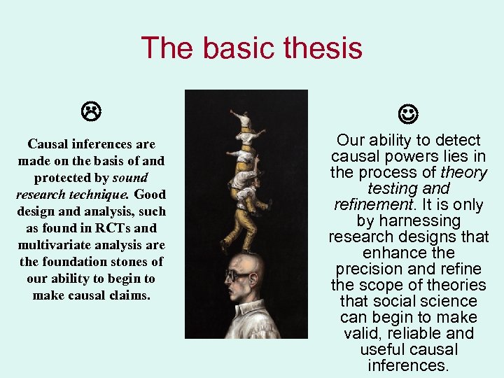 The basic thesis Causal inferences are made on the basis of and protected by