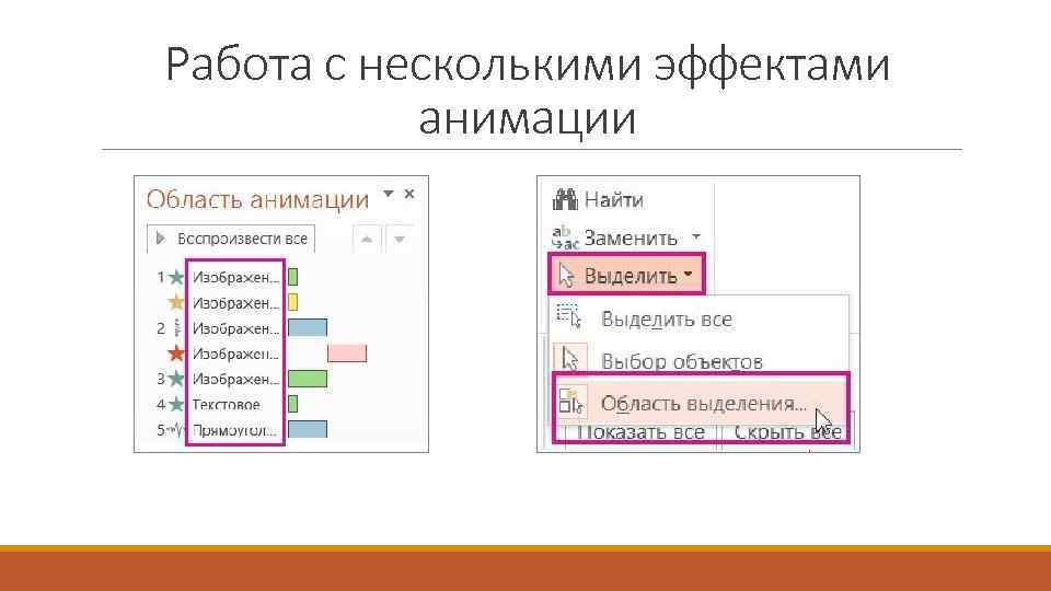 Работа с несколькими эффектами анимации 